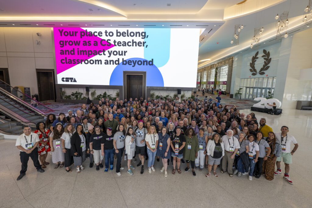 CSTA Chapter Leaders pose together in a group.