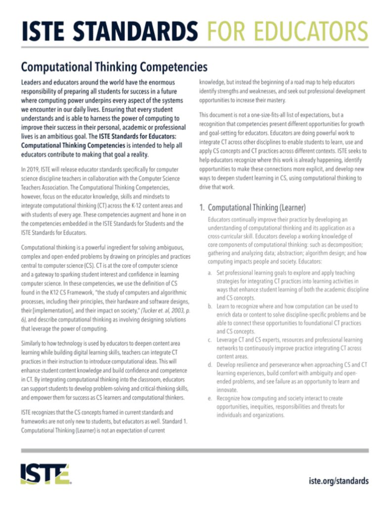 ISTE Standards title page